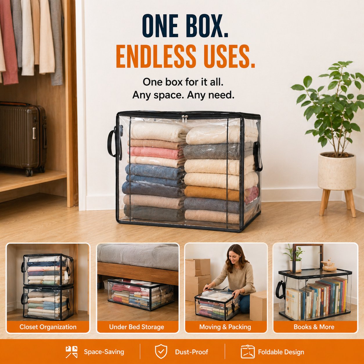 💞LAST DAY 50% OFF ✨📦Fastkora® Large Heavy-Duty Thick Plastic Clear Storage