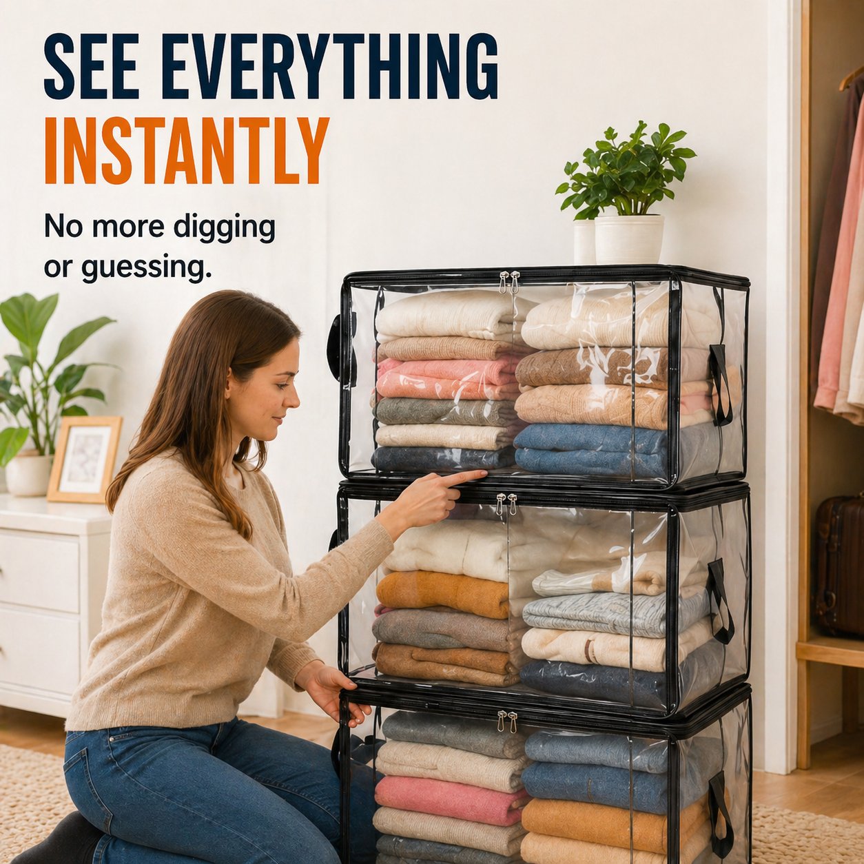 💞LAST DAY 50% OFF ✨📦Fastkora® Large Heavy-Duty Thick Plastic Clear Storage