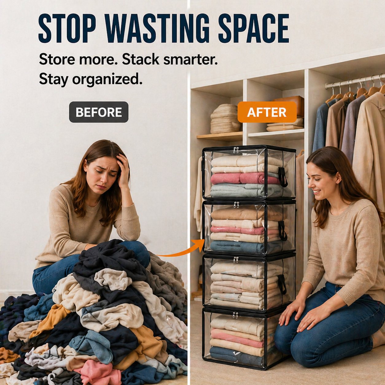 💞LAST DAY 50% OFF ✨📦Fastkora® Large Heavy-Duty Thick Plastic Clear Storage
